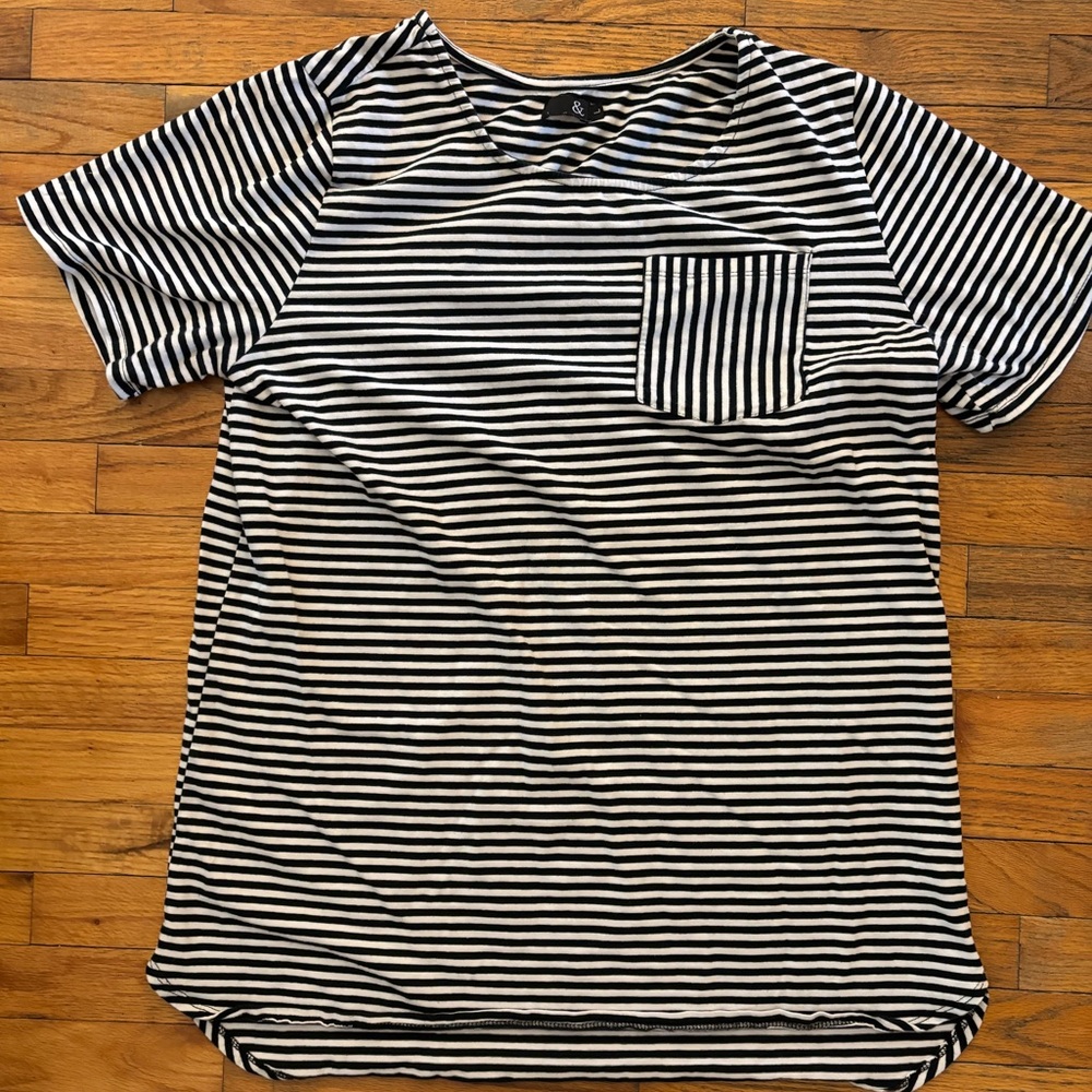 Black and White Striped Short Sleeve Tee